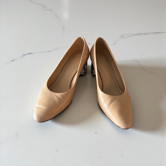 Salvatore Ferragamo Shoes - Salvatore Ferragamo Nude Leather Block Heel Pumps